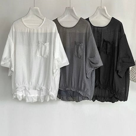 frill hem relaxed blouse /3color　NK2406