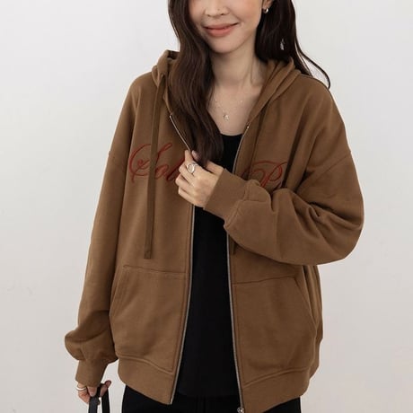 embroidered zip-up hoodie　NK2630