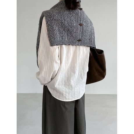 frill neck stripe blouse　NK2626
