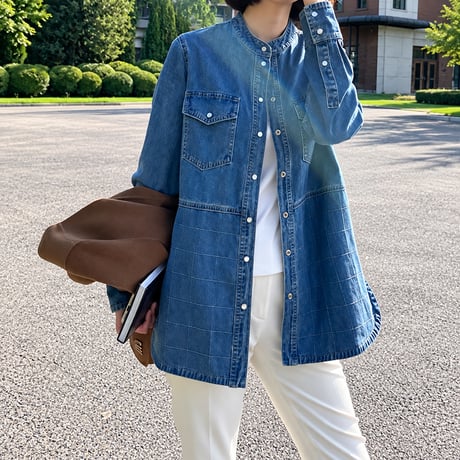 quilting switching denim shirt　NK2511