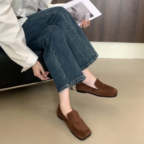 square toe suede-like flat shoes /3color　NK2702