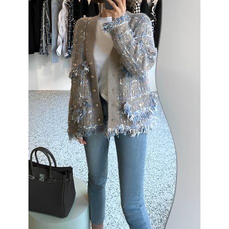 tweed knit cardigan /2color　NK2513