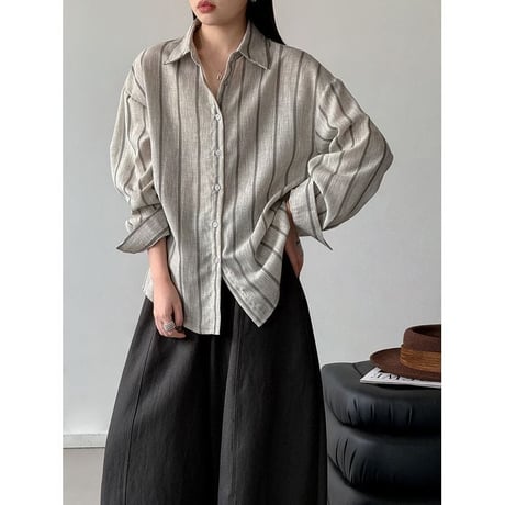 stripe relaxed loose shirt /2color　NK2655