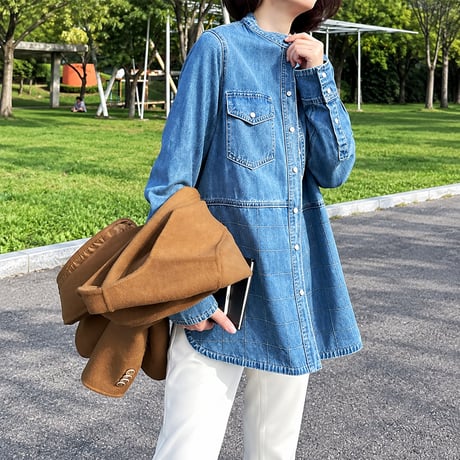 quilting switching denim shirt　NK2511