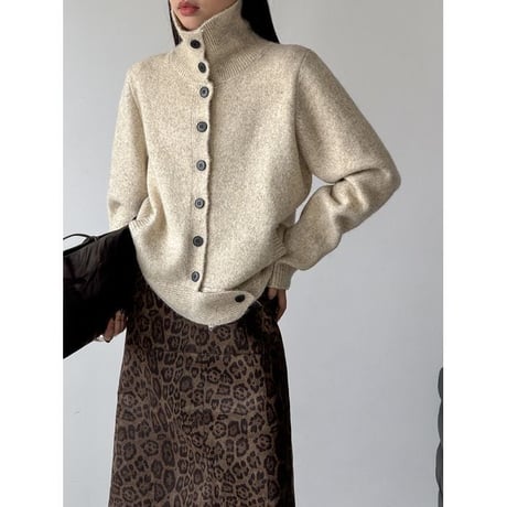 high neck knit cardigan /2color　NK2607