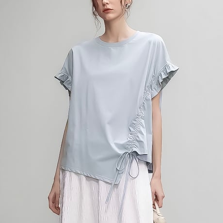 ruffle sleeve drawstring tee /3color　NK2243