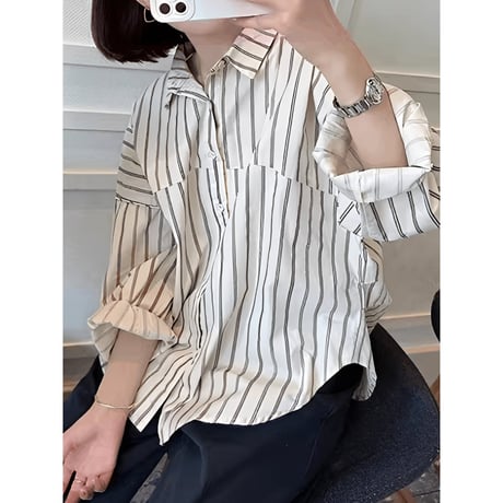 stripe shirt with back design　NK2671
