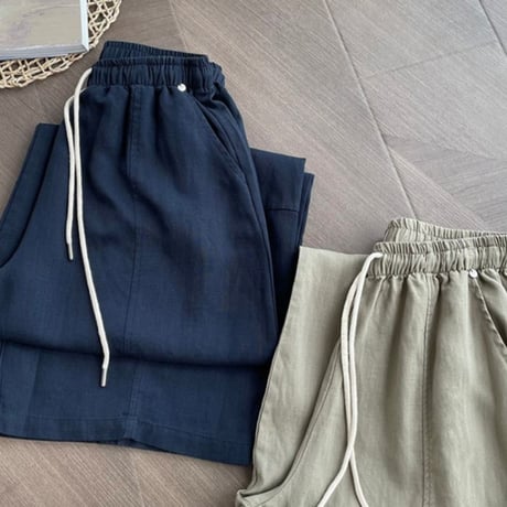 relaxed linen wide pants /5color　NK2379