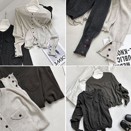 button cuffs knit cardigan　NK2619
