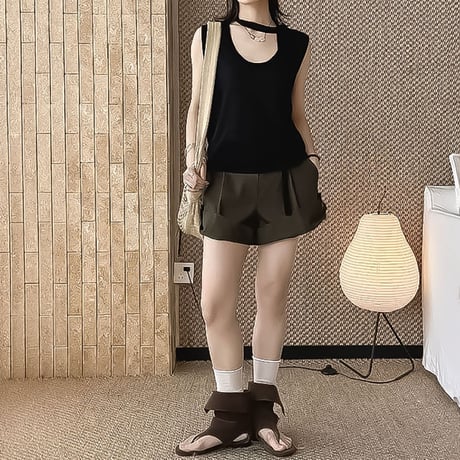scarf neck knit tank top /4color　NK2388