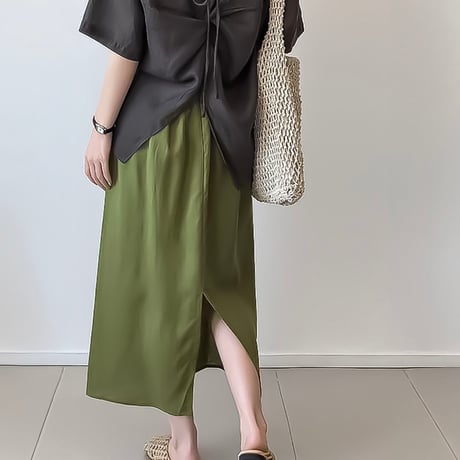 relaxed straight maxi skirt /4color　NK2398