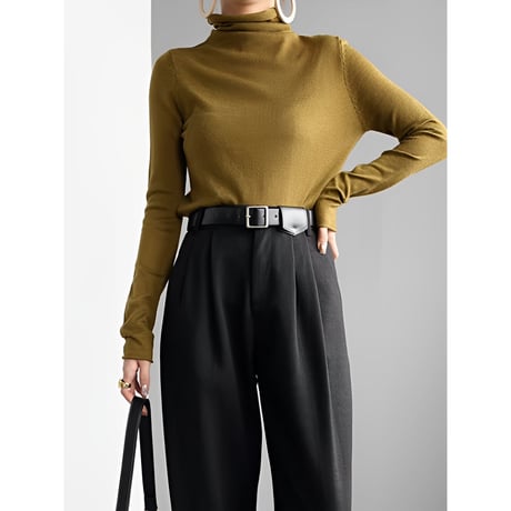 thin high neck knit top /7color　NK2681