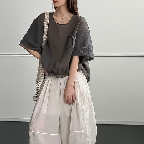 frill hem relaxed blouse /3color　NK2406
