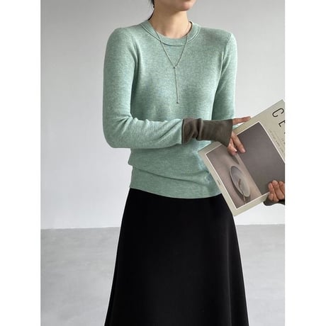 color block cuff knit top /4color　NK2766