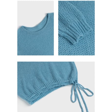 side tie mesh knit sweater　NK2713