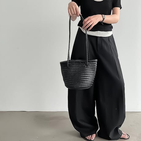 curve silhouette wide pants /3color　NK2393