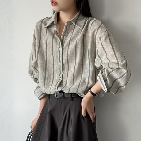 stripe relaxed loose shirt /2color　NK2655