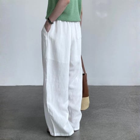 relaxed linen wide pants /5color　NK2379