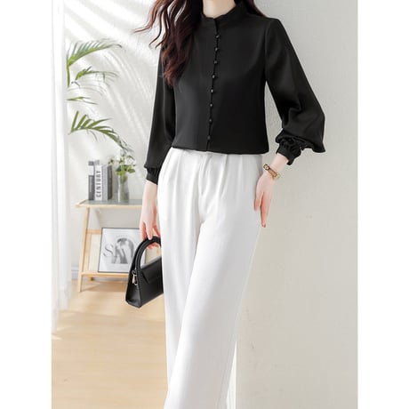 stand collar puff sleeve blouse　NK2516