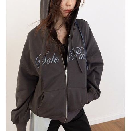 embroidered zip-up hoodie　NK2630