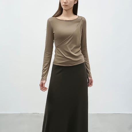 asymmetric layered long sleeve tee /2color　NK2339