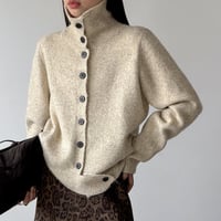 high neck knit cardigan /2color　NK2607
