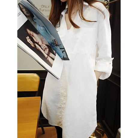 v-neck long shirt tunic　NK2524
