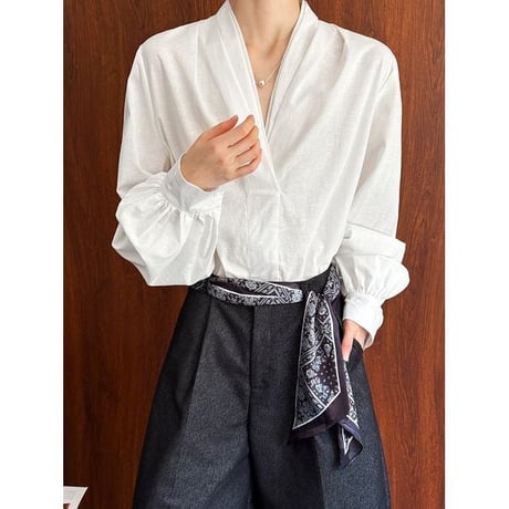 baloon sleeve v-neck blouse　NK2624