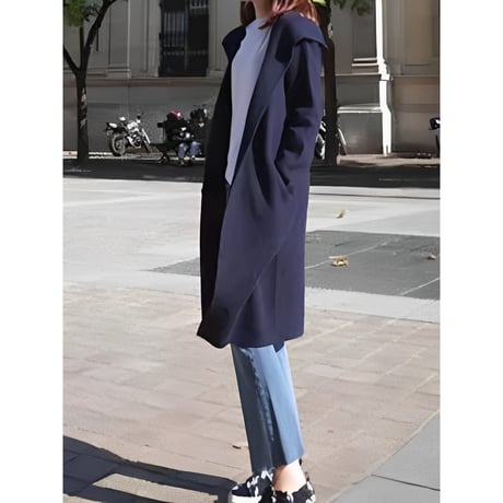 hooded long knit cardigan　NK2678