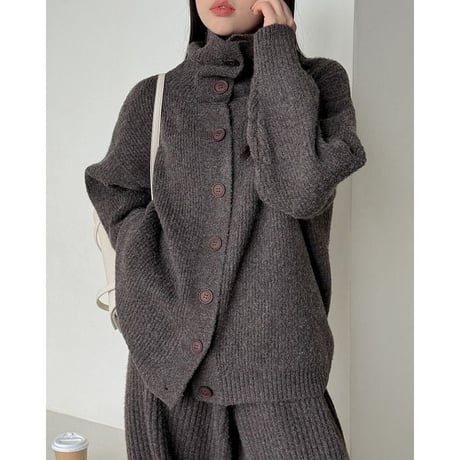 rib knit cardigan & wide pants set　NK2640