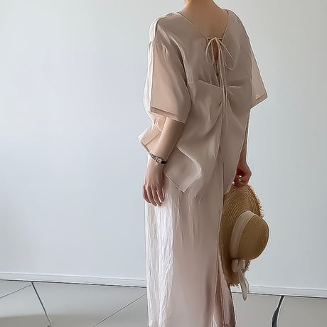 back ribbon relaxed blouse /3color　NK2397