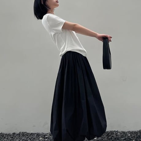 gathered high waist balloon skirt /2color　NK2697