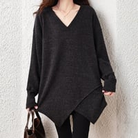 asymmetric hem v-neck knit　NK2684