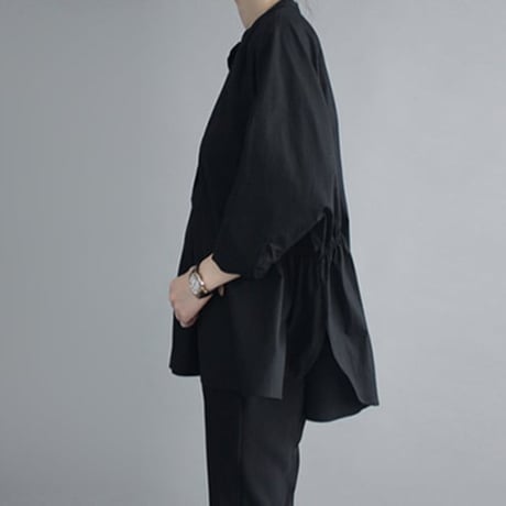 side gather band collar blouse /2color　NK2442