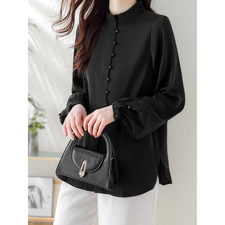 stand collar puff sleeve blouse　NK2516