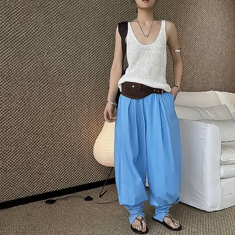 button hem easy balloon pants /2color　NK2389