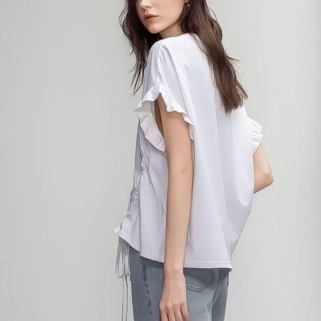 ruffle sleeve drawstring tee /3color　NK2243