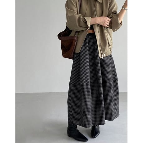 check print long skirt　NK2648