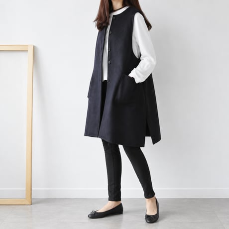 side slit long gilet /2color　NK2507
