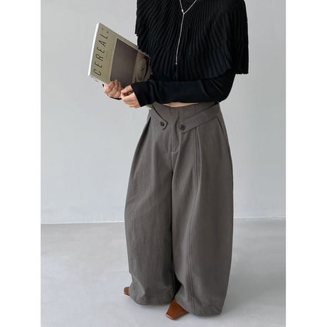 waist button tab wide pants　NK2614