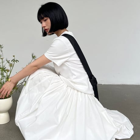 gathered high waist balloon skirt /2color　NK2697
