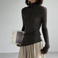 asymmetric hem mock neck knit top /4color　NK2767