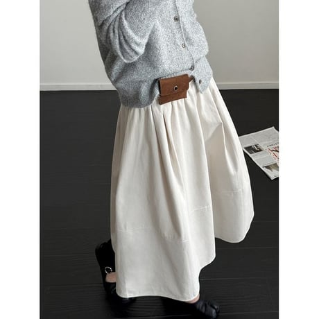 pouch belt flared skirt /3color　NK2559