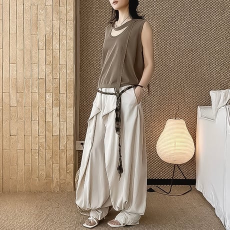scarf neck knit tank top /4color　NK2388