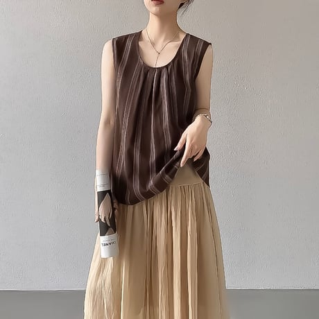 back button stripe sleeveless /3color　NK2403