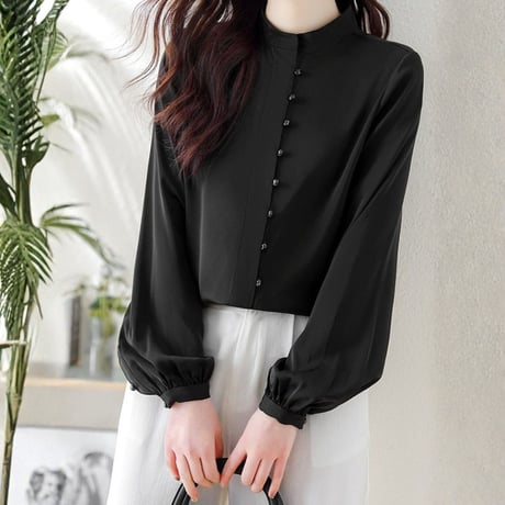 stand collar puff sleeve blouse　NK2516