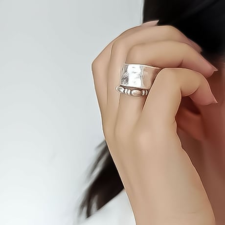 textured wide open ring /2color　NK2320