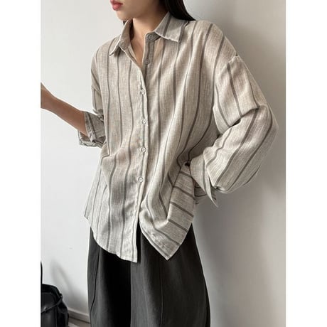 stripe relaxed loose shirt /2color　NK2655