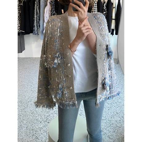 tweed knit cardigan /2color　NK2513