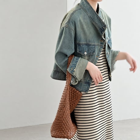 stand collar denim jacket　NK2496